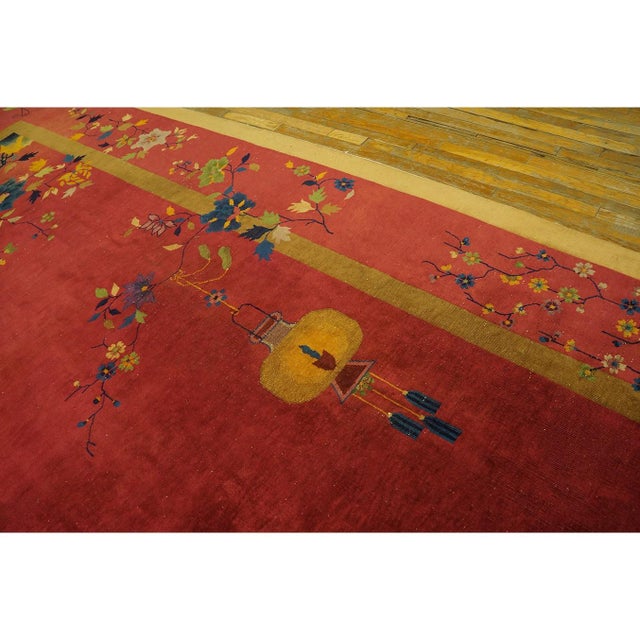 1920s 1920s Antique Art Deco Room Size Wool Floral Chinoiserie Motifs 10' X 14' 2" Rug For Sale - Image 5 of 9