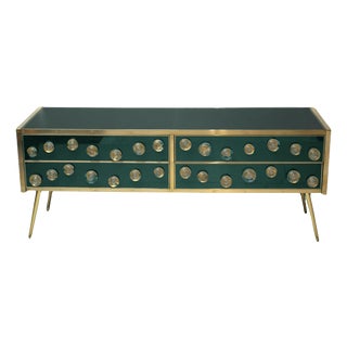 Birchwood Sideboard with Green Glass and Murano Spheres from Justfurnituress SRL For Sale