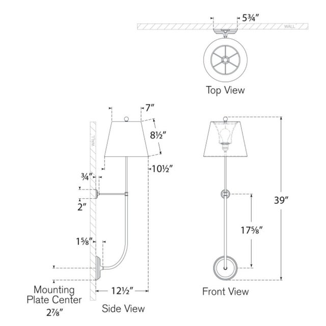 Suzanne Kasler for Visual Comfort Signature Wyatt 39" Statement Sconce in Polished Nickel with Linen Shade For Sale In Houston - Image 6 of 8