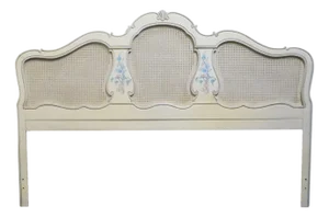 Thomasville Furniture Debussy Collection Off White Painted French Provincial King Size Caned Headboard 9455-456