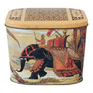 Vintage English Lidded Elephant Tin For Sale
