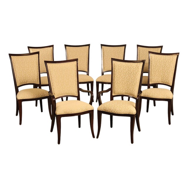 Thomasville Transitional Set of Eight Mahogany Dining Chairs For Sale