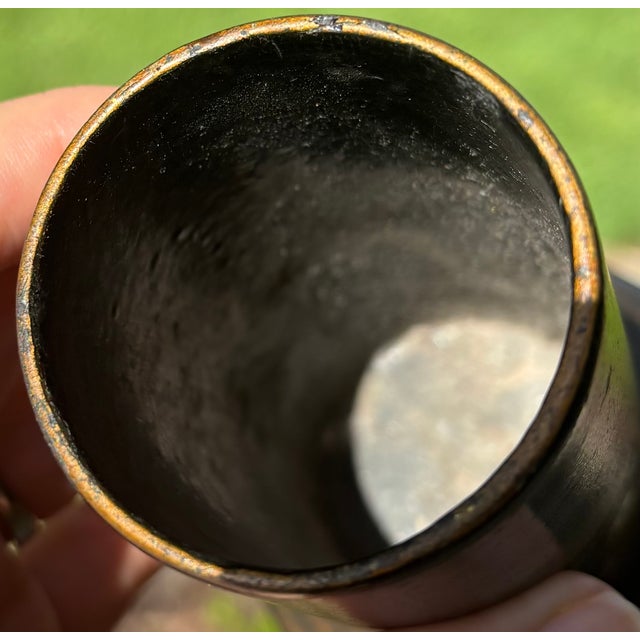 Antique English Papier-Maché Chinoiserie Spill Vase / Brush Holder in Black and Gold For Sale - Image 18 of 18