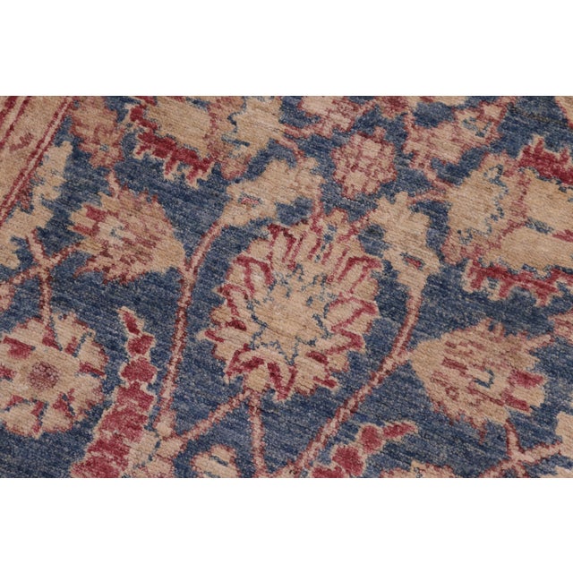 Shabby Chic Shabby Chic Ziegler Blue/Red Wool Runner Rug- 3'1'' X 14'5'' For Sale - Image 3 of 10