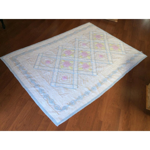 Vintage Shabby Chic Style Chenille Coverlet For Sale - Image 4 of 13