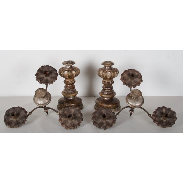 Baroque Late 19th Century Italian Baroque Style Silver Gilt Pricket Sticks- a Pair For Sale - Image 3 of 12
