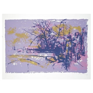 Nicola Simbari, Violet Landscape, Screen Print, 1976 For Sale