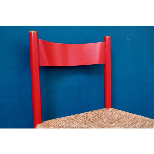 Vintage Italian Chairs in Red Lacquered Wood and Woven Straw, 1960s, Set of 4 For Sale - Image 11 of 18