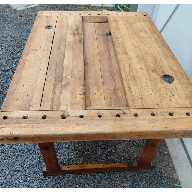 Brown Vintage Workbench Attributed to Sheldon Kitchen Island For Sale - Image 8 of 14
