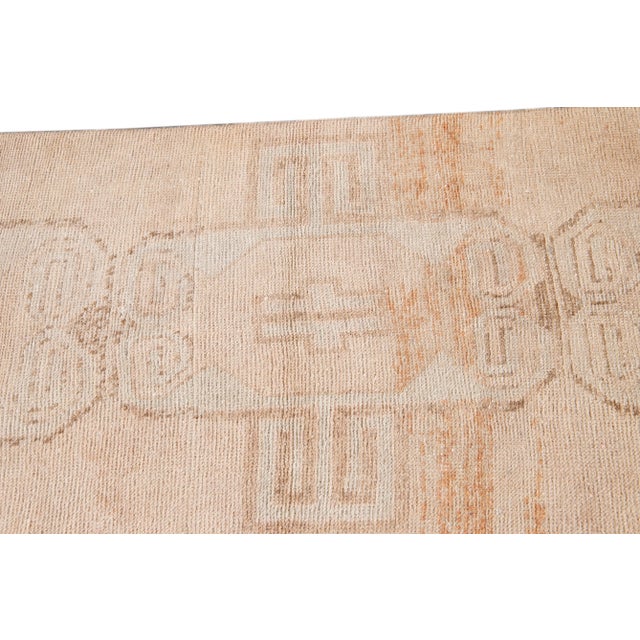 Beige Mid 20th Century Vintage Turkish Handmade Beige Medallion Wool Runner For Sale - Image 8 of 13