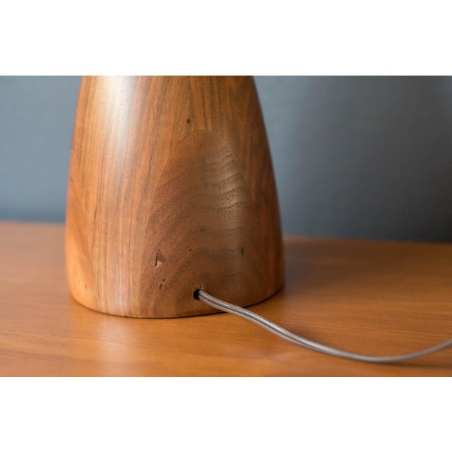 Sculptural Pair of Mid Century Modern Solid Staved Walnut Lamps For Sale - Image 9 of 10