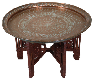 Oriental Islamic Engraved Copper Table Tray, 1930s