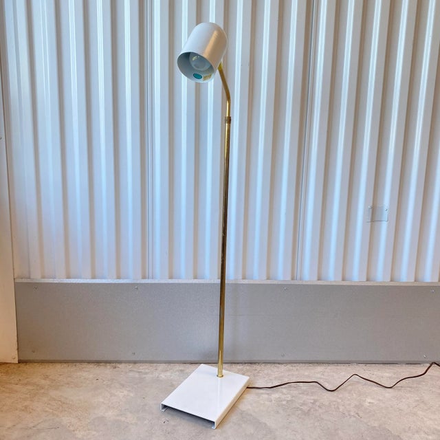Vintage circa 1970s Ward mid-century pharmacy adjustable floor lamp. Lamp has bolt mid pole that unscrews and lets the...