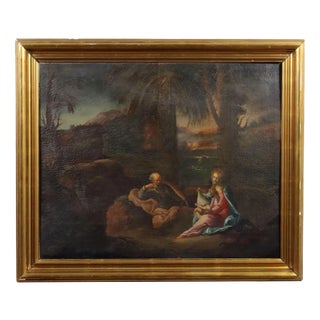 Rest on the Flight Into Egypt, 19th Century, Oil on Canvas For Sale