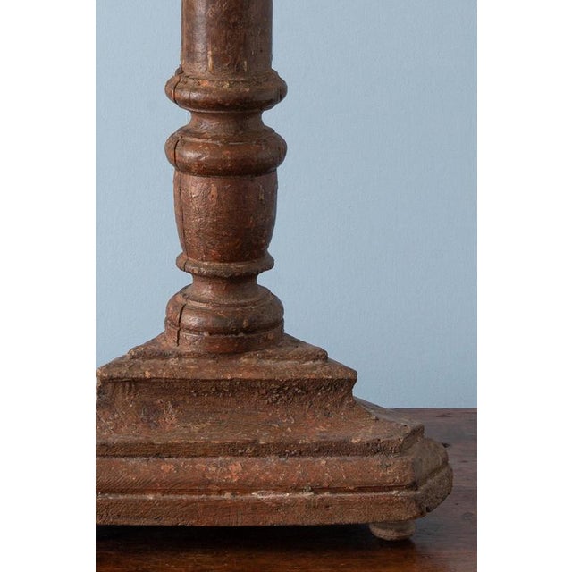 18th Century French Turned Wood Candlestick Table Lamp For Sale - Image 8 of 11