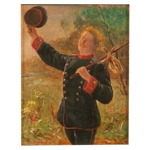 Figurative Antique German Miniature Oil Painting Alpine Bavarian Army Soldier Portrait by Emil Karl Rau, 1898 For Sale - Image 3 of 9