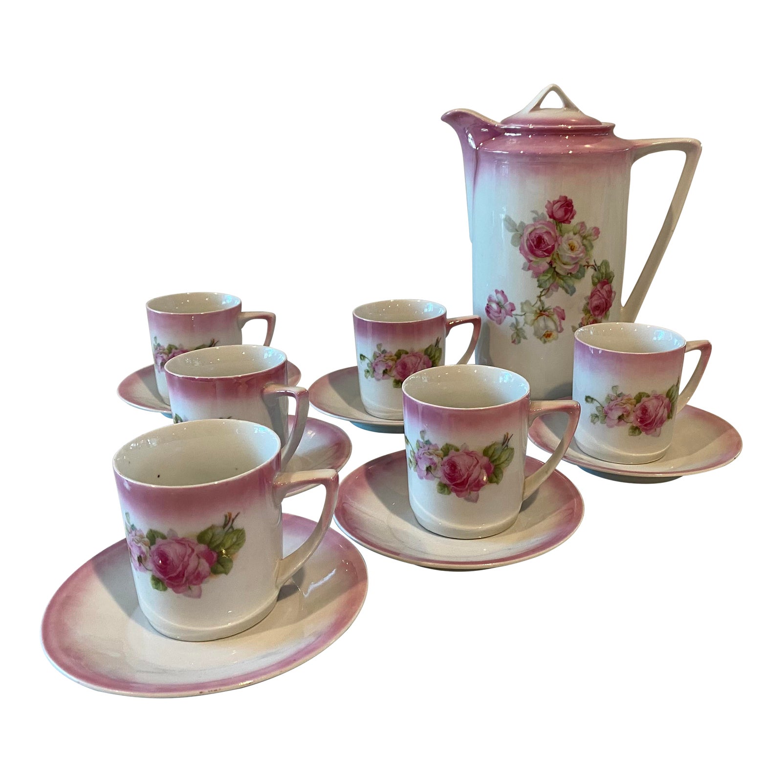 Pink Antique German Chocolate Pot Set 13 Pieces Chairish