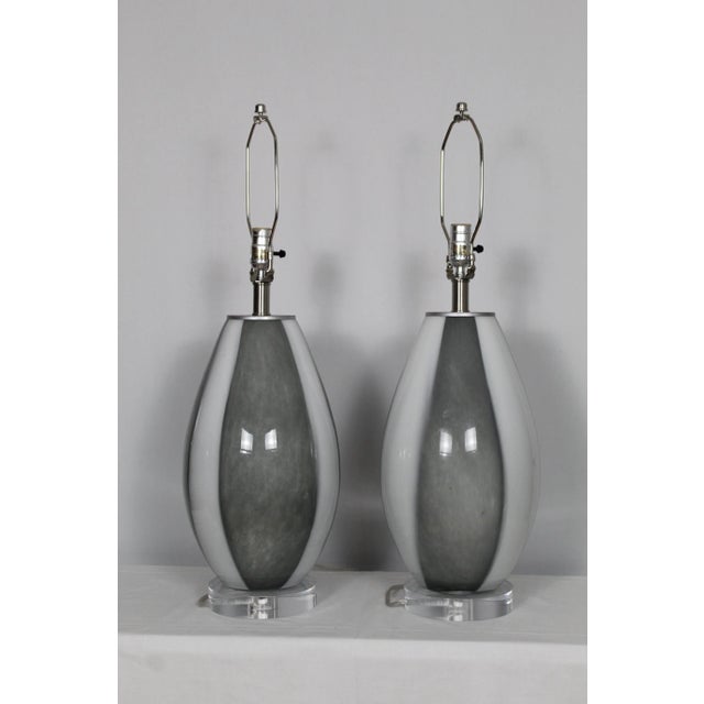 Glass 1960s Organic Shape Murano Glass Table Lamps - a Pair For Sale - Image 7 of 10