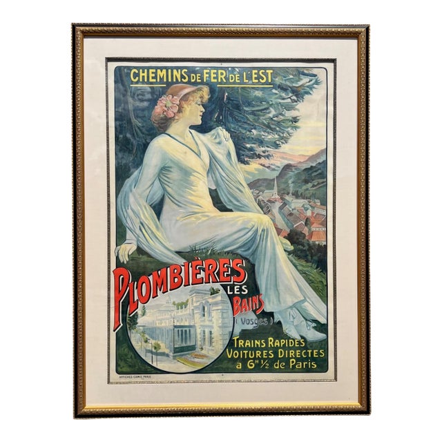 Large French Railroad "Plombières-Les-Bains" Poster by Hugo d'Alesi for Chemins De Fer De L'Est, C. 1897 For Sale