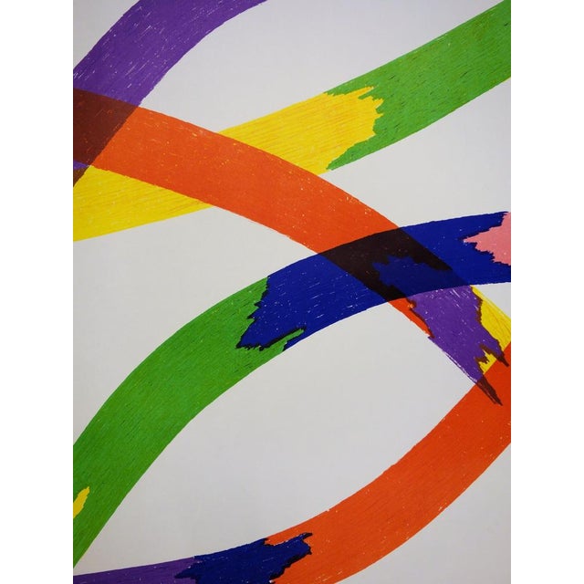Modern Lithograph Colorful Ribbons Poster attributed to Piero Dorazio For Sale - Image 3 of 6