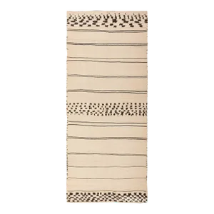 Nazmiyal Collection Ivory and Black Vintage Moroccan Kilim Rug