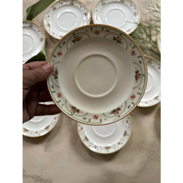 Ceramic 1990s Mid-Century Modern Oscar De La Renta Porcelain Saucer Plates Temptations Pattern - Set of 9 For Sale - Image 7 of 8