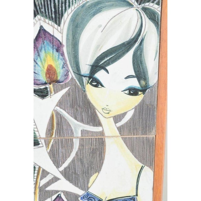 Yngvor Blomström for Tilgmans Wall plaque, 1950/60s. Decorative ceramic wall plaque hand-painted in the characteristic...