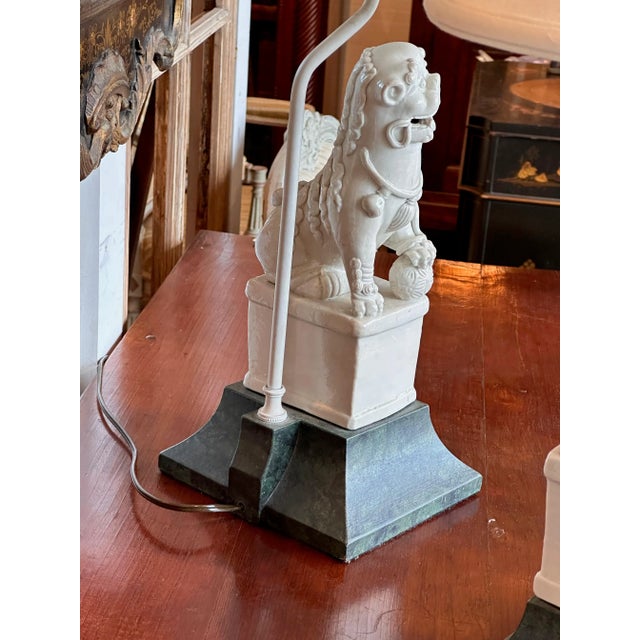 1950s Pair of 1950s Foo Dog Lamps For Sale - Image 5 of 6