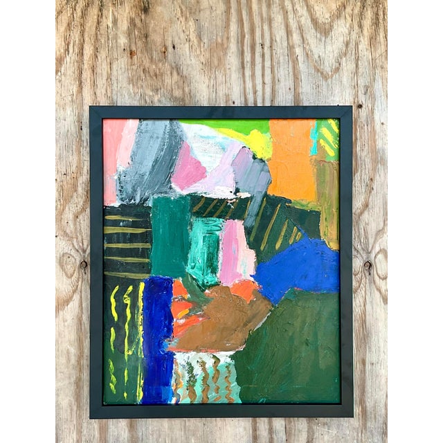 Late 20th Century Vintage Boho Abstract Original Oil on Canvas For Sale - Image 5 of 5