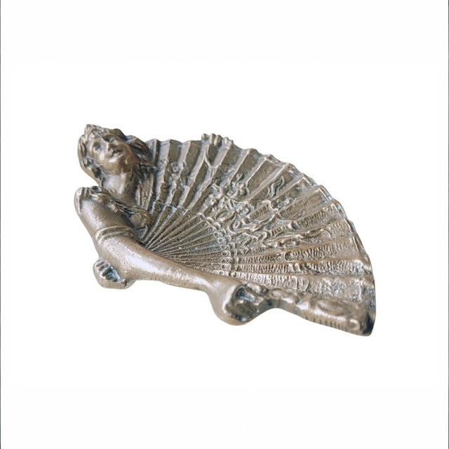 Vintage Art Nouveau Revival Lady and Fan Trinket Dish, 1960s For Sale - Image 3 of 9
