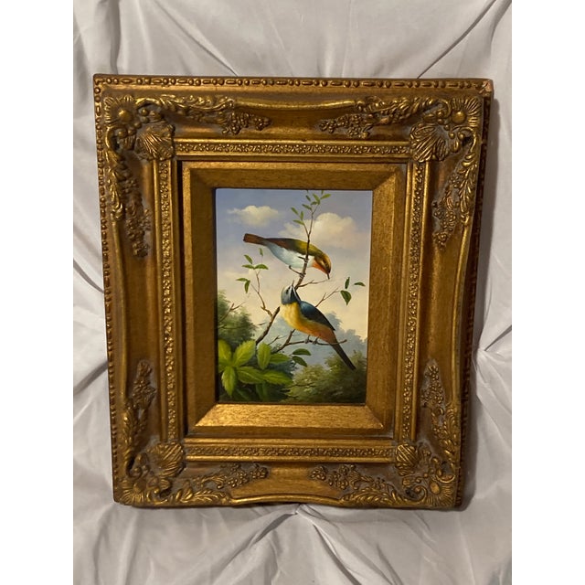Late 19th Century Stunning Oil Painting on Panel Untitled (Two Birds on a Branch) Unsigned For Sale - Image 11 of 12