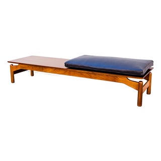 Restored 1950s Walnut Bench or Low Coffee Table Attributed to Greta Grossman For Sale