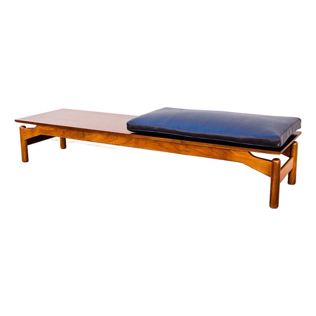 Restored 1950s Walnut Bench or Low Coffee Table Attributed to Greta Grossman For Sale
