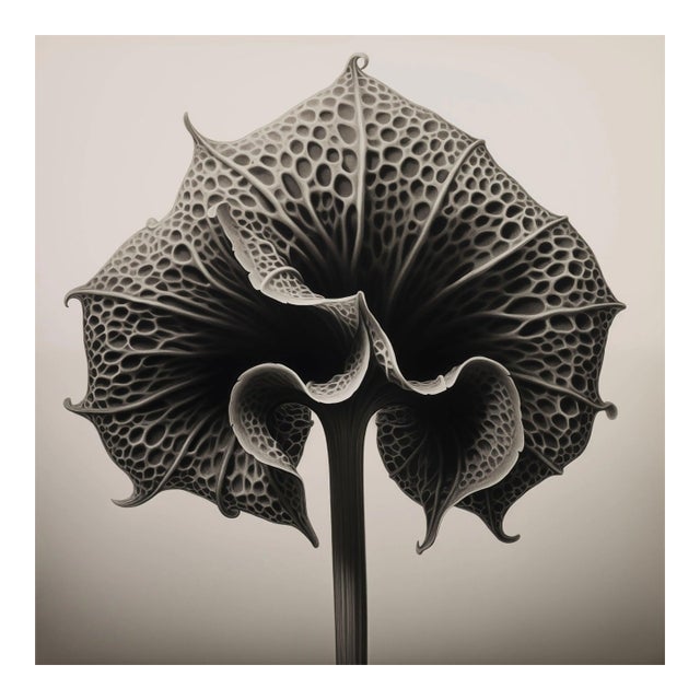 # 20' X 20' 'Asplenium Scolopendrium' Flower - Black and White Limited Edition Botanical Photograph Print, Organic Modern, Unframed For Sale