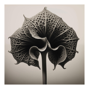 # 20' X 20' 'Asplenium Scolopendrium' Flower - Black and White Limited Edition Botanical Photograph Print, Organic Modern, Unframed