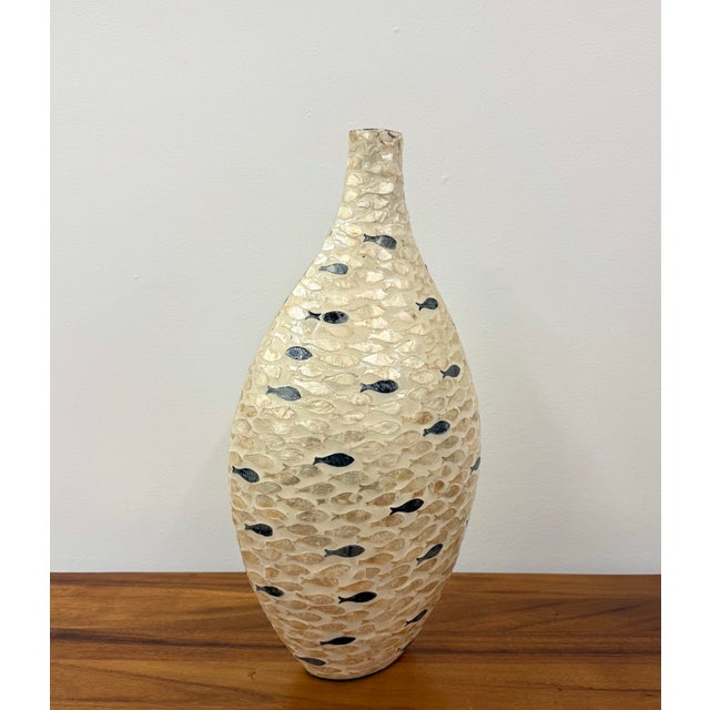 Vintage Fish Inlay Vase For Sale - Image 4 of 7