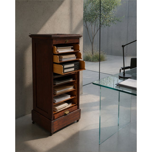 Office Roller Shutter Cabinet, 1890s For Sale - Image 5 of 8