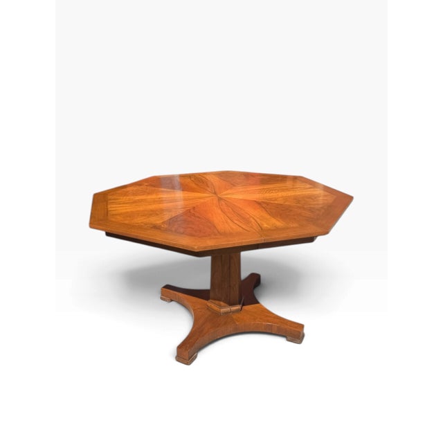 Traditional Vintage Baker Furniture Walnut Octagonal Extension Dining Table With Two Leaves For Sale - Image 3 of 12
