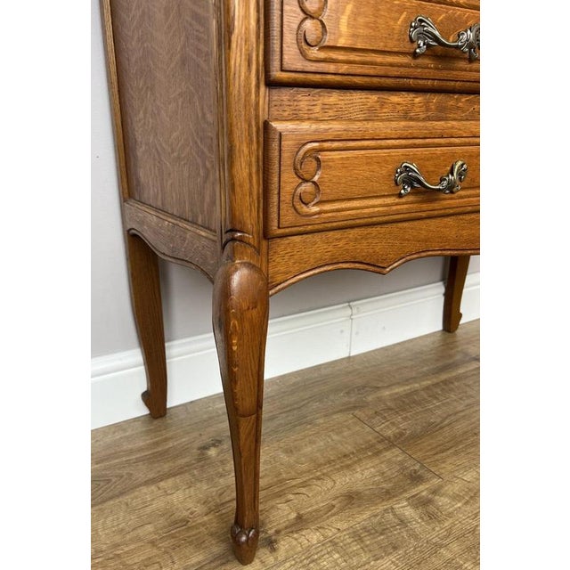 Wood Vintage French Louis Oak Chest of 3 Drawers For Sale - Image 7 of 12