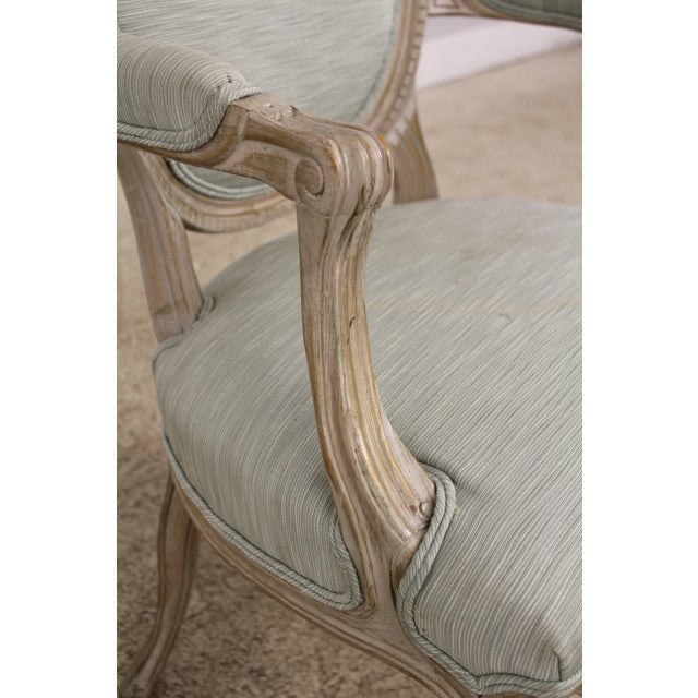 Pair French Painted Finish Medallion Back Armchairs For Sale - Image 10 of 13