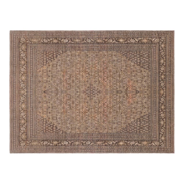 Antique Persian Tabriz Handmade Wool Carpet For Sale