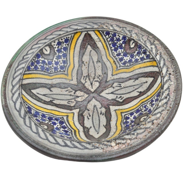 Early 20th Century Handmade Afro-Moresque Colorful Ceramic Decorative Bowl For Sale - Image 4 of 10