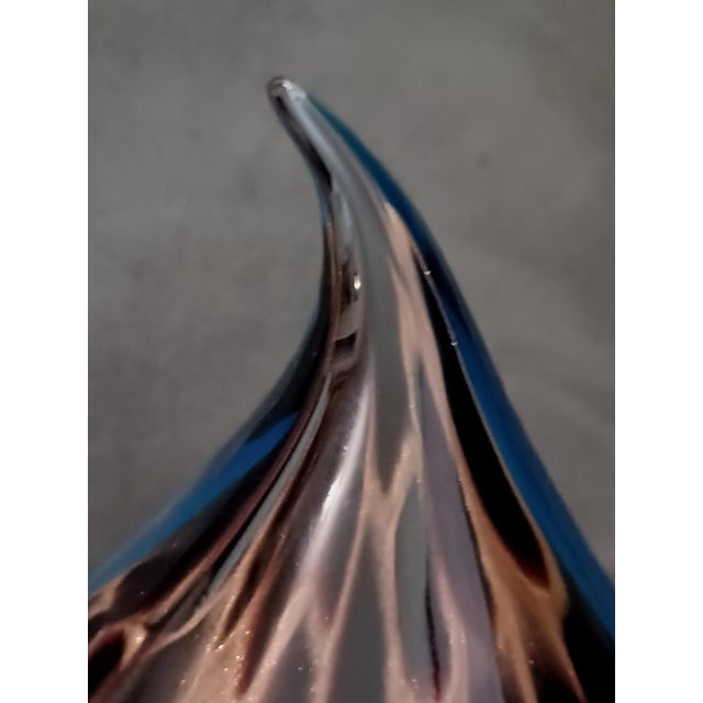 Glass Eros Raffael Signed Murano Art Glass Teardrop Sculpture – Blue and Tortoiseshell For Sale - Image 7 of 16