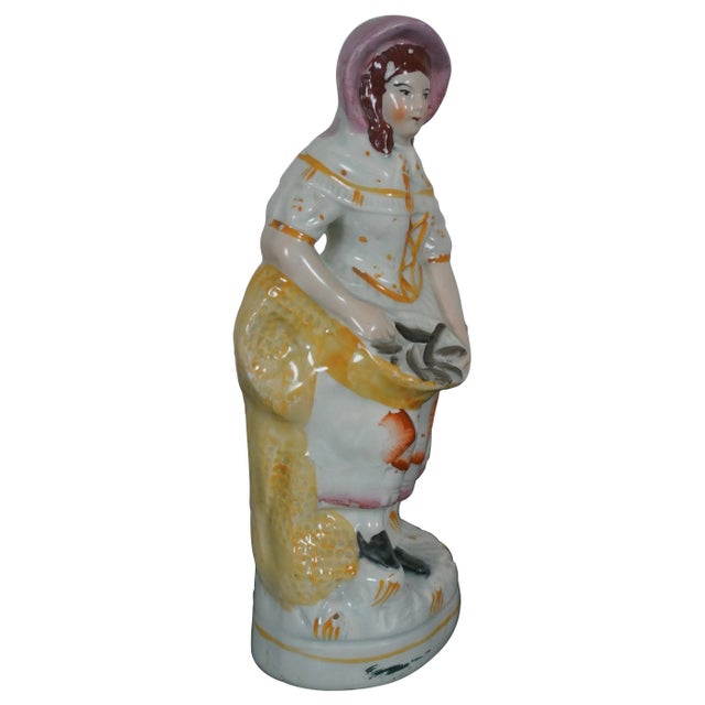 Victorian Antique 19th Century English Staffordshire Flatback Fishwife Fishmonger Figurine For Sale - Image 3 of 13