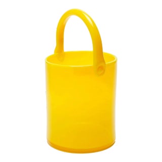 Blown Yellow Opaline Glass Pail / Ice Bucket, C. 1950 For Sale