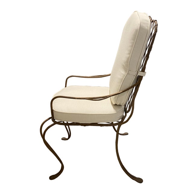 White Rose Tarlow's Iron "Twig" Outdoor Dining Table and Chairs With New Cushions For Sale - Image 8 of 9