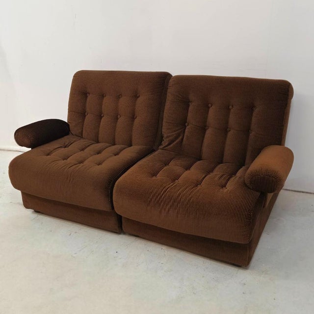 Vintage Modular Chairs in Corduroy Brown, 1970s, Set of 2 For Sale - Image 6 of 9