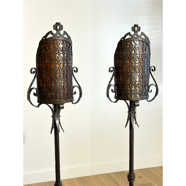 1920s 1920s Original Art’s & Crafts Iron Floor Lamps - a Pair For Sale - Image 5 of 10