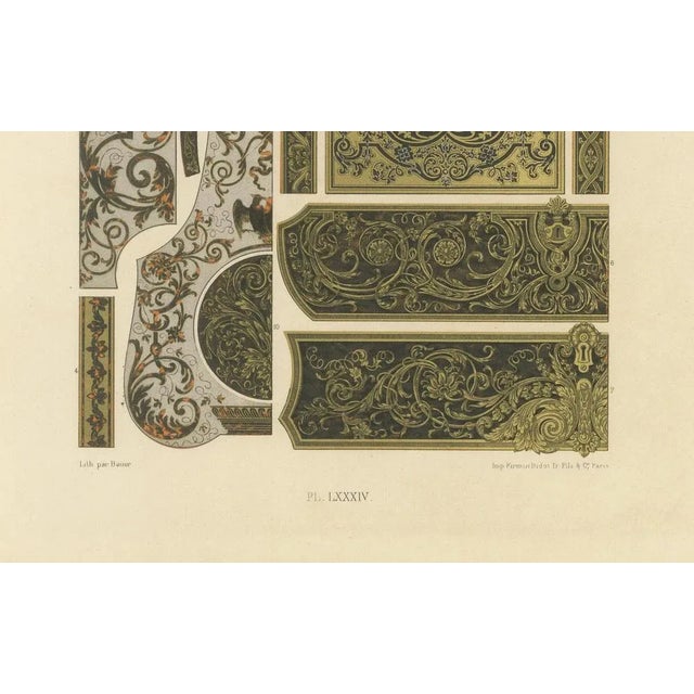 17th–18th century french decorative panels – gilded scrollwork and inlay, plate lxxxiv this refined chromolithograph,...