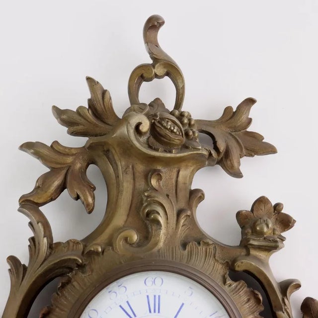 Gilded Bronze Wall Clock For Sale - Image 4 of 10